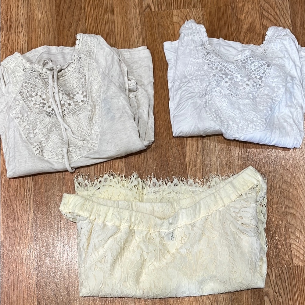 Jessica Simpson Lace Blouses in Cream and White